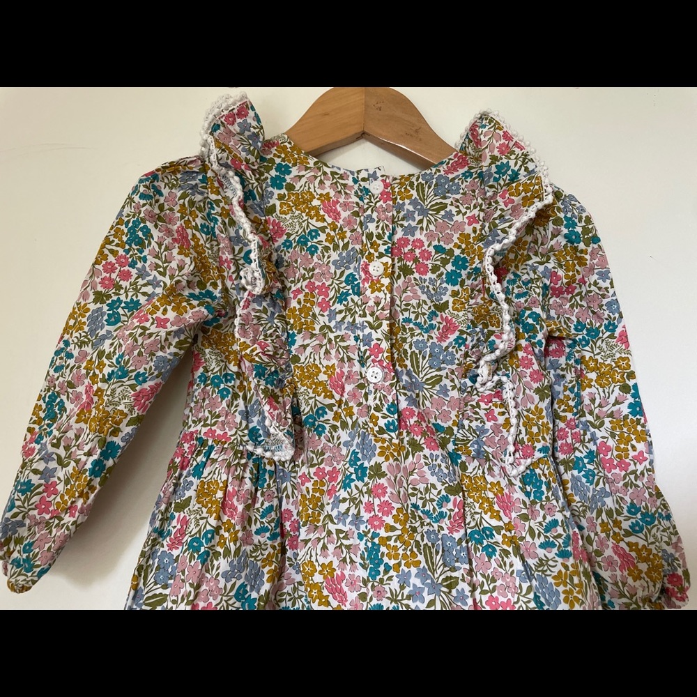 Baby girls BEBE BY MINIHAHA Liberty Mustard Floral Ruffle Dress Size 2 (18-24 M) - Picture 10 of 12